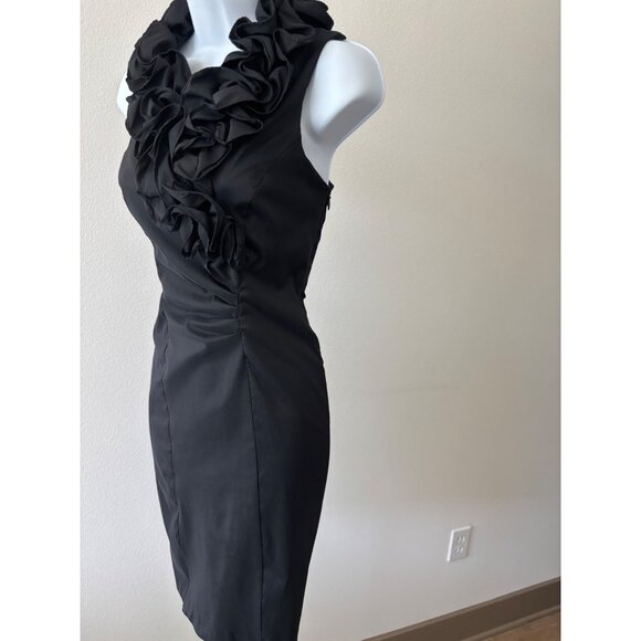 Xscape Dress 6 Ruffles BodyCon Little Black Dress Coquette Romantic Femme Fatale - Picture 13 of 16